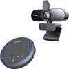 N newline Kit Videoconferenza Professionale - Webcam PC 4K con Autofocus + Altoparlante Conferenze con Microfoni a 360°, Bluetooth e USB
