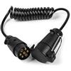 AOHEWEI Cavo di prolunga per rimorchio a 7 Pin 2M 12V Connettore a Spirale a 7 Vie con Spina per Gancio di Traino Caravan Veicoli Camion Barche Accessori