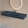 doporro Lavabo Bagno Sospeso 120 cm Rettangolare in Resina Antracite Opaco con Vasca Integrata Centrale e Piletta Inclusa - Colossum630