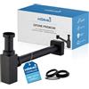 kör4u Sifone 1 1/4 pollici x 32 mm, rettangolare, nero opaco, rosetta quadrata - Include guarnizioni, tappo antiodore e tappo a tubo per lavabo
