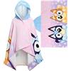 Bluey Asciugamano con cappuccio per bambini, poncho, bingo, telo da spiaggia, asciugamano da bagno, accappatoio per il nuoto