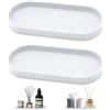 HMCEY 2 Pezzi Vassoio Bagno Portaoggetti 25 X 11 X 2 cm,Porta Profumi Vassoio Decorativo Silicone,Cosmetici Vassoios da Portata Ovale,Vassoios Toeletta,Decorative Tray,Piattino Bagno Lavabo-Bianco