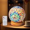 PORFOYO Lampada da comodino in vetro per patchwork, lampada da tavolo a mosaico, lampada da tavolo, lampada retrò, attacco di alimentazione USB, lampada da scrivania, decorazione moderna, camera da