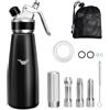 ColCospie Sifone da Cucina,500ML Sifone Panna Montata in Alluminio, Sifon da Casa per Spume Panna Montata Dolci E Salate Mousse Decorazioni,3 beccucci in acciaio inossidabile,Pennello pulito,sacchetto di rete