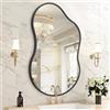 HLFMVWE Specchio Asimmetrico da Parete Nero in Metallo con Cornice per Bagno Specchio Decorativo Irregulare, 40X65 CM Specchi Asimmetrici, Specchio per Toeletta in Stile Fattoria, Antiruggine, Vetro