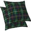 ggaimwf Tartan Fodere Cuscini 60x60cm Cuscini a tema scozzese Cuscini a quadretti Verde Fattoria Fodere per cuscini decorativi Cuscino per divano Stile country Set di 2