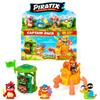 PIRATIX ADVENTURE WORLD Serie Crazy Jungle, Captain Pack Kaizo - Include 4 Piratix, 1 Capitano Dorato, 4 Accessori Neon, 1 Gabbia, 1 Canyon, 2 Tesori esclusivi e 2 Bandiere Neon. Confezione da 5/6