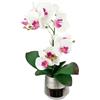 Flair Flower Phalaenopsis - Orchidea artificiale con foglie in vaso, 42 cm, decorazione per matrimoni e matrimoni