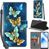 Haninsuze Cover per Oppo A55 5G / A54 4G, farfalla dorata | Pelle PU Portafoglio, Porta Carte, Magnetica, Libro, Antiurto Custodia
