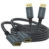 Twozoh Cavo di prolunga HDMI da 3 m, confezione da 2 pezzi, 4K HDMI da maschio a femmina, cavo adattatore HDMI 2.0 intrecciato in nylon, supporto 4K a 60 Hz, 3D HDR