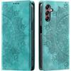 CASEONJAN Cover per Samsung Galaxy S25 Plus, Pelle PU Custodia a portafoglio con scomparti per Slot Schede, Antiurto Flip Caso Cover per Samsung S25+ (Vintage Verde)