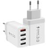 Paicreate Confezione da 2 caricabatterie rapido multi-USB QC 3.0 a 4 porte USB Smart da 33 W per iPhone 15 14 13 12 11, Samsung Galaxy S21 S10 S9 S8 A51, iPad, HTC, Motorola