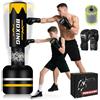 NZQXJXZ Sacco da boxe 2 in 1 per adulti, 180 cm autogonfiante, pesante con guantoni da boxe e pompa ad aria integrata, per allenamento MMA, Muay Thai, fitness, principianti