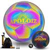 Apoloiz Pallone da calcio olografico riflettente che si illumina al buio, per allenamento notturno (con pompa) (taglia 5)