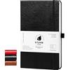 Stone Journal Chef - Taccuino nero 13 × 21 cm, carta impermeabile, 144 pagine, a righe e metà vuote, copertina rigida in pelle vegana, conversioni da cucina, libro di ricette premium