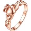 PROSILVER Anello Donna Anelli Donna 925 Oro Rosa Claddagh Anello Oro Rosa Argento 925 Anello Mirusa 12