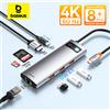 Baseus Hub USB Tipo C a HDMI Adattatore hub USB 3.1 compatibile Porta Ethernet RJ45 da 10 Gbps Docking station SD TF per MacBook Hub USB