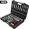 NONE Set di chiavi a bussola a cricchetto 108 pezzi Set di strumenti di riparazione auto Chiave dinamometrica a cricchetto Kit combinato Chiave a cricchetto Punte per cacciavite Utensile manuale