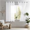DWCN 2 Pannelli Tende Camera da letto in Voile con Fermatenda Tende con Anelli per Cameretta Bambini Moderne, 140x145 CM, Bianco