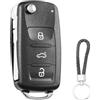 SLshiBo Cover per chiave auto VW telecomando a 3 pulsanti custodia chiave per auto con portachiavi Pilot per VW Golf Mk6 Skoda Polo T5 Passat Seat Octavia CC
