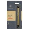 Parker Penna stilografica Parker Vector placcata oro pennino fine e bordo oro GT FP ...