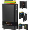 Bronzi® Portafoglio Uomo Slim Piccolo | Portacarte Uomo Donna Portatessere Porta Carte Di Credito | Portafogli Mini Protezione RFID con Portamonete | Box Regalo - Brand Italiano