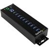 STARTECH Hub USB 3.0 con Protezione ESD e 10 Porte, Nero
