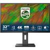 Philips Monitor 32" 4K Ultra HD Nero con supporto regolabile e tecnologia Low Bl