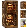 Villageboom Book Nook - Kit da costruzione con luci a LED, fai da te, in miniatura, libreria, vecchi libri, in legno 3D, per libreria, decorazione, idea regalo per adulti e adolescenti (Biblioteca)