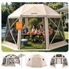 VEVOR Tendone Pieghevole Gazebo da Giardino a 13 Lati da 4,57 x 4,57 m con Parte Superiore Rimovibile e Borsa per il Trasporto, Montaggio Rapido, Riparo dal Sole per 12-15 Persone, Beige
