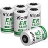 ViCep 6-Pack ER14250 1/2AA 3.6V Batteria al litio Li-SOCL₂1200mAh LS14250 Compatibile con il sistema di sicurezza domestica, monitor di movimento Non ricaricabile