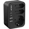 JSVER Adattatore da viaggio a livello mondiale, tipo G/B/C/C/F, adattatore da viaggio con 2 porte di ricarica USB C e 2 porte di ricarica USB A (3,4 A 17 W), adattatore per presa internazionale (Nero)