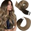 Moresoo Extension Capelli Veri Biadesivo Balayage #4/10/16 40cm 50g 20pz | Aspetto Naturale, Look Elegante, Ideale Per Cerimonie, Qualità Remy, Facile Manutenzione