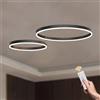 WayLuoung LED Lampadario Metallo | 2 Cerchi 40+60cm | 40W Lampada Sospensione Soffitto Anelli, Telecomando Dimmerabile 3000-6000K, Lampada Sospensione Paralume Acrilico Soggiorno Camera Letto【Nero】