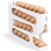 Sotfamily Porta Uova Da Frigo, Portauova Plastica Con Rotolamento Automatico per Frigorifero, Bancone, Cucina - Contenitore Uova per Salvaspazio, 1 Pezzo per 28 Uova di Medie Dimensioni