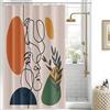 Uiiooazy Tenda Doccia Antimuffa, Tenda da Doccia 150x200cm Boho Chic Terracotta Arancia Astratta Nero Linee Tende da Bagno Tessuto Lavabile Impermeabile Polyester Tende Vasca da Bagno con 10 Anelli