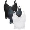 Bencailor Y2k Canotte da Donna in Pizzo, Top in Pizzo, Patchwork Crop Top, Stile Grunge, Canotte a Coste, 3 Pezzi, M