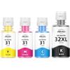 INK4U 31 32XL Inchiostro Compatibile con HP 31 32 XL per Smart Tank 315 319 455 515 516 530 555 558 559 570 655 670 790 5105 7005 7006 7305 7306 7605 415 419 Stampante Multipla (BK/C/M/Y)