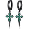 Midir&Etain Orecchini pendenti a forma di spada, piuma, spuntoni, croci, per uomo e donna, in argento Sterling 925, stile punk nero, orecchini a cerchio, gioielli gotici, Small, Argento sterling, Malachite