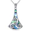 YAFEINI Collana celtica da donna in argento Sterling con ciondolo a forma di croce/pentagramma, strega wiccana, gioiello pagano, regalo per uomo, 23, Argento sterling, Abalone