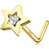 Melighting 14k Giallo Oro Piercing al Naso Cuore & Stella 20g Nose Studs L Forma Nose Piercing Studs Con Zirconia Cubica Nostril Piercings Gioielli per Piercing al Naso