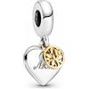 Pandora, Ciondolo a forma di albero genealogico bicolore e cuore in argento sterling e oro 14k 799366C00