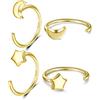 CHIC & ARTSY Orecchini a forma di stella lunare in argento sterling 925 placcato oro 18 carati, orecchini a cerchio mezzo per donna, orecchini a cerchio aperti Huggie, set da 2 paia