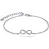 CHIC & ARTSY Braccialetti Infinity delicati in argento sterling 925, regolabili, a maglie, per donna