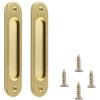 MiJunHD Maniglia per porta scorrevole da incasso, 2 pezzi, ovale in oro spazzolato, 180 x 40 mm, in lega di alluminio massiccio, con fondo piatto, con viti, per porta scorrevole, armadi, finestre