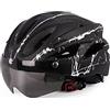 PUNELE Casco Bici per Uomo e Donna, Casco Monopattino Elettrico Adulti Con Visiera Magnetica, 18 Fori di Ventilazione Traspiranti, Casco Protettivo Regolabile (B)