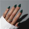 KQueenest Unghie finte a pressione verde scuro corte a mandorla, unghie finte a pressione corte, unghie finte verde smeraldo trasparente medio stiletto, lucide opache, riutilizzabili in morbido gel da