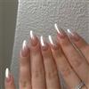 KQueenest Chrome Press On Nails French - Glitter ombré rosa unghie da incollare a mandorla luccicante Bling finte unghie finte da incollare, unghie finte in acrilico smaltate per donne, 24 pezzi