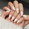 KQueenest Chrome Press On Nails - unghie bianche glitterate da incollare a mandorle luccicanti finte unghie finte da incollare, smalto acrilico per donne, 24 pezzi