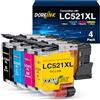 DOREINK LC521 Cartucce compatibili per Brother LC521VAL Compatibile con Brother DCP-J1260W, DCP-J1310DW, DCP-J1313DW, DCP-J1360DW, DCP-J1460DW (LC521BK, LC521C, LC521M, LC521Y)